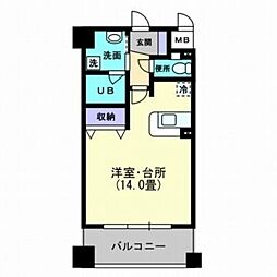 松山ウェスティン 1Kの間取図画像