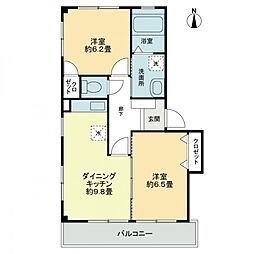 フォブール西泉 2DKの間取図画像