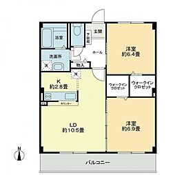 フォブールラシュレ 2LDKの間取図画像
