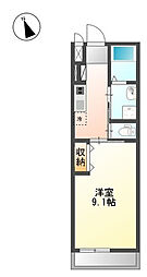 サンコート阿方 1Kの間取図画像