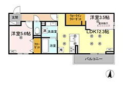 クランツ北井門 2LDKの間取図画像