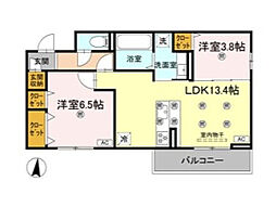 クランツ北井門 2LDKの間取図画像