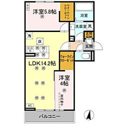 クランツ北井門 2LDKの間取図画像