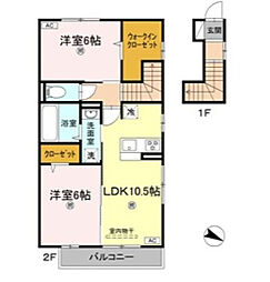 スバル 2LDKの間取図画像