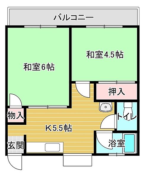 さくらハイツＣ棟 206｜和歌山県御坊市薗(賃貸アパート2K・2階・33.90㎡)の写真 その2