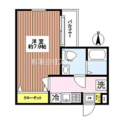 クレイブ五反野 1階1Kの間取り