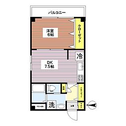 イーストハイムT&T 1DKの間取図画像