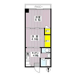 京葉レジデンス 2DKの間取図画像