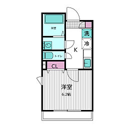 ツーフェア・ミーテン 2階1Kの間取り