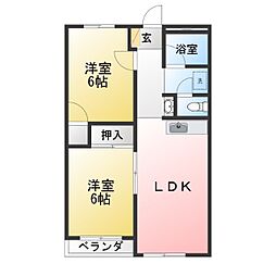 大塚第1マンション 2LDKの間取図画像