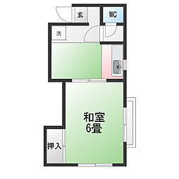 杉山荘 1Kの間取図画像