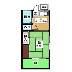 富士見荘 1Kの間取図画像