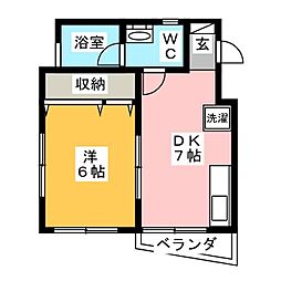 寒川ビル 1DKの間取図画像