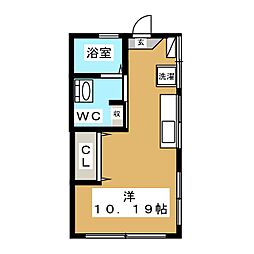 つくのハイムA ワンルームの間取図画像