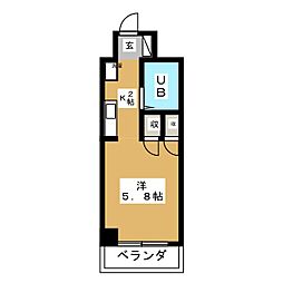 リバティーMA ワンルームの間取図画像