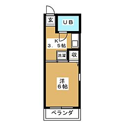 イーストマリン 1Kの間取図画像