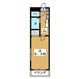 メゾンキャトルシス 1Kの間取図画像