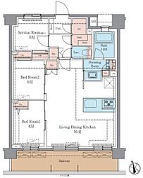 藤沢市弥勒寺1丁目マンション 2SLDKの間取図画像