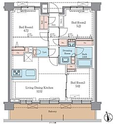 藤沢市弥勒寺1丁目マンション 3LDKの間取図画像