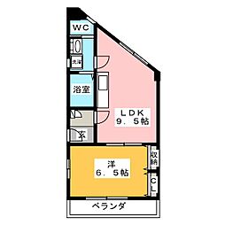 大野第2ビル 1LDKの間取図画像