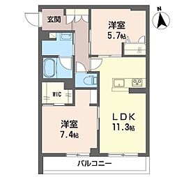 シャーメゾン湘南茅ヶ崎香川 2LDKの間取図画像