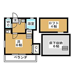 クエストヴィラII 1階ワンルームの間取り