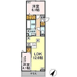 (仮称)D-Paina 笹下 3階2LDKの間取り