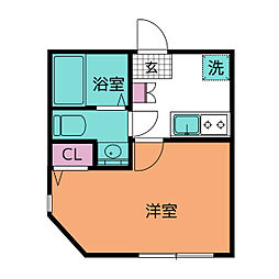 ベルエール港南 3階1Kの間取り