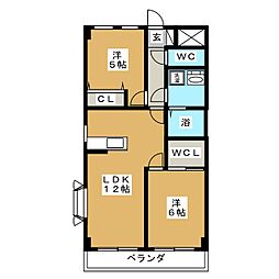 ペアパレス洋光台 2階2LDKの間取り