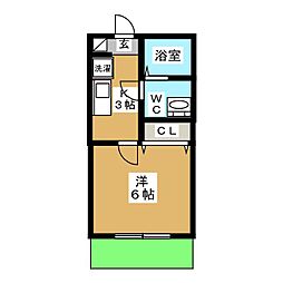 Ｂｅｌｌａｖｉｓｔａ　Ｖａｌｌｅ 1階1Kの間取り