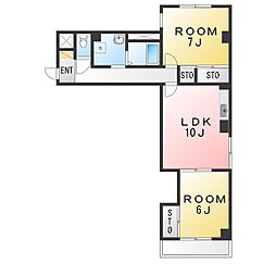 マンキンフ港南中央通 2LDKの間取図画像