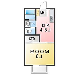 KYハイムE 1DKの間取図画像