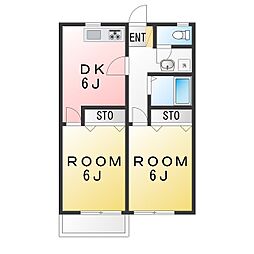 パームハイツ 2DKの間取図画像