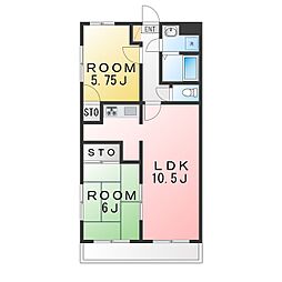 ベルウッド港南 2LDKの間取図画像