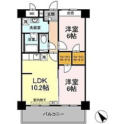 ハートヒルズ上大岡 2LDKの間取図画像