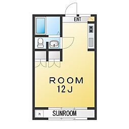 レトアフリーキューブ ワンルームの間取図画像