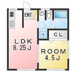港南グリーンハイツA棟 1LDKの間取図画像