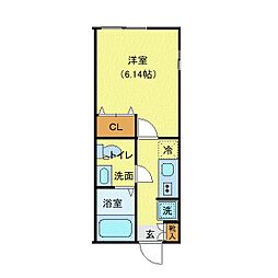 横浜市緑区鴨居3丁目アパート 1Kの間取図画像