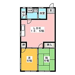 エルム金子 2LDKの間取図画像