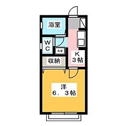 カサベルデ 1Kの間取図画像