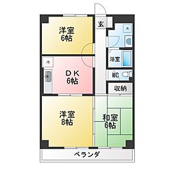 宮の下マンション 3DKの間取図画像