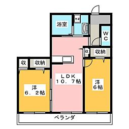 グランシューズ 2LDKの間取図画像