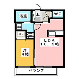 エクレール鴨居2 1LDKの間取図画像