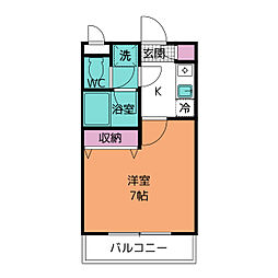 リバーサイド第2 1Kの間取図画像