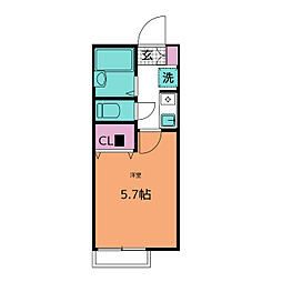 コーポ林2号棟 1Kの間取図画像