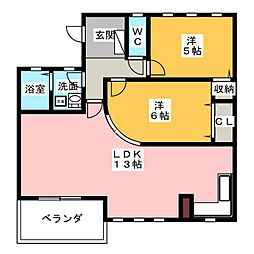 デュオパラッツォA棟 2LDKの間取図画像