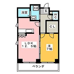 ノース清水 1LDKの間取図画像