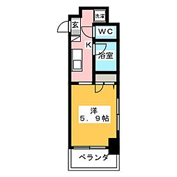 仲町台大藤ビル ワンルームの間取図画像