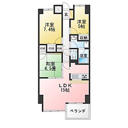 メルシーハイム・1 3LDKの間取図画像