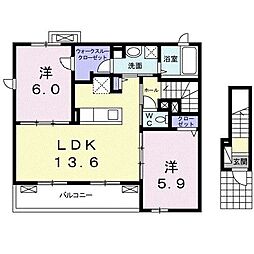 サンライズ1 2LDKの間取図画像